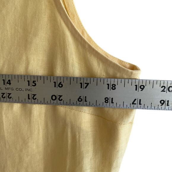 TALBOTS 8 Irish Linen Button Down Sleeveless Top Side Slits Yellow Beachy - Picture 9 of 13